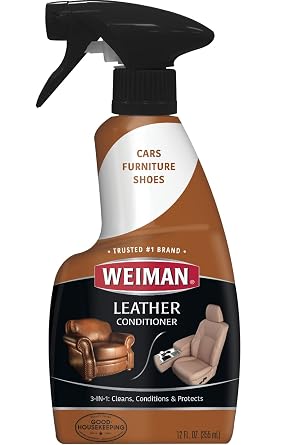 Weiman Leather Cleaner & Conditioner - 12 Fl Oz - Non Toxic Cleans Conditions and Restores Leather Surfaces - UV Protectants Help Prevent Cracking or Fading of Leather Couches Car Seats Shoes Purses