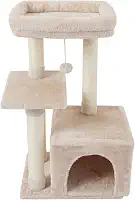 FISH&NAP Linda torre de gato para gatos, condomínio, sisal, arranhador, plataforma, móveis para gatos, centro de atividades, casa de jogos, bege