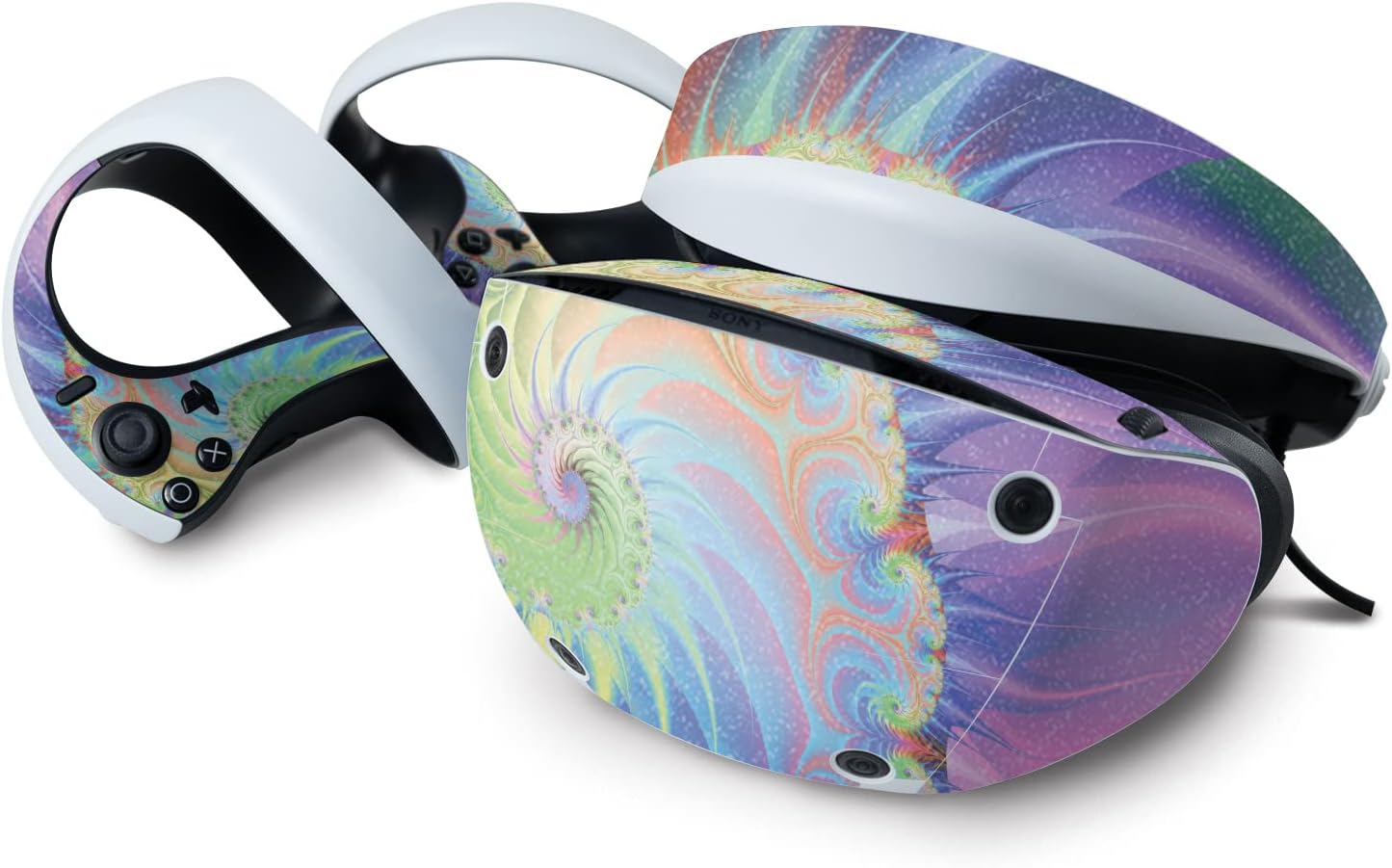 MightySkins Glossy Glitter Skin Compatible with Sony Playstation VR2 - Color Fractal | Protective, Durable High-Gloss Glitter Finish | Easy to Apply & Change Styles | Made in The USA