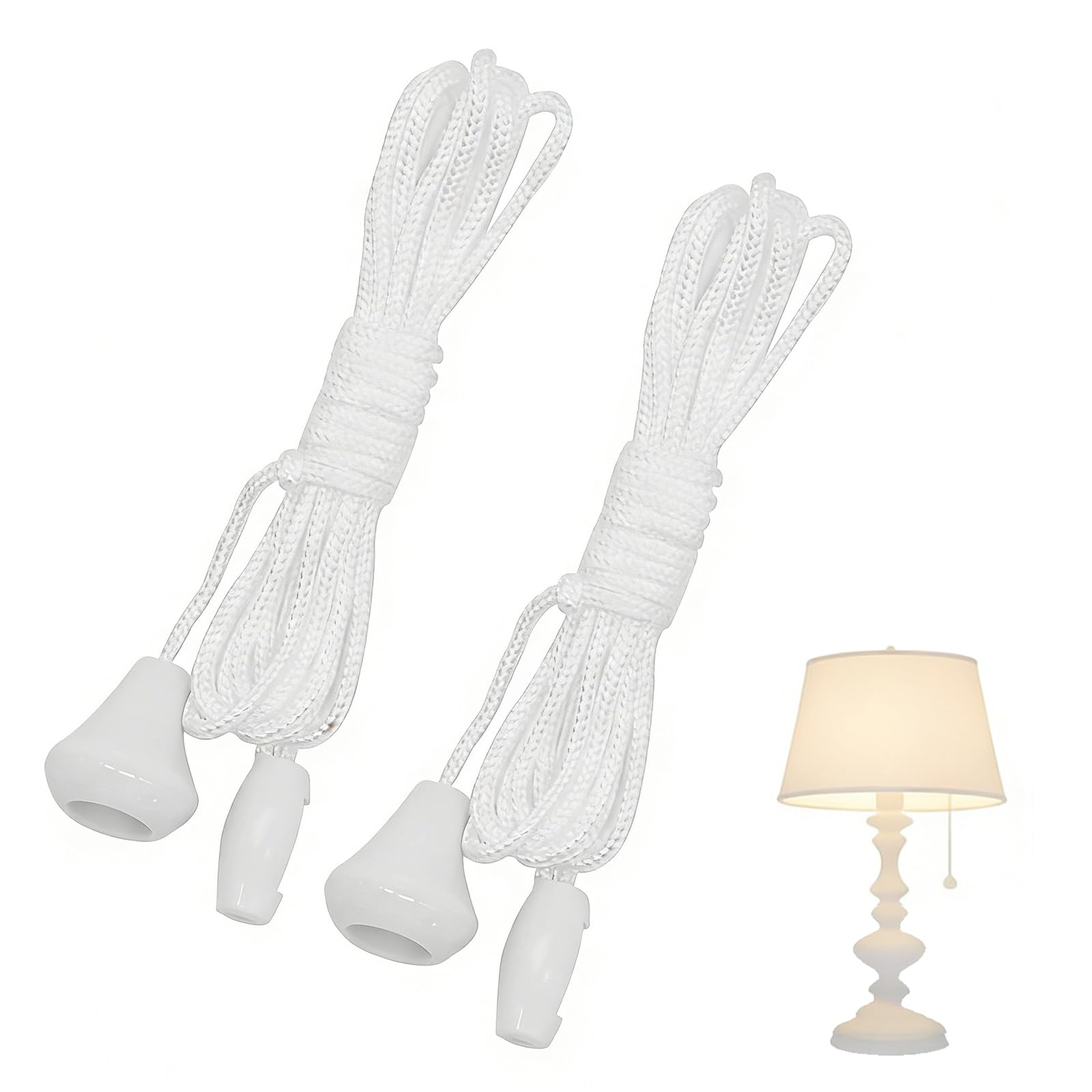 RamaSoul 2pcs Replacement Cord Pull for Ceiling Switch,1.5m Light Pull Cord String with Connector,Bathroom Ceiling Light PullCords for CeilingSwitches, BathroomLight, SwitchReplacement Wire