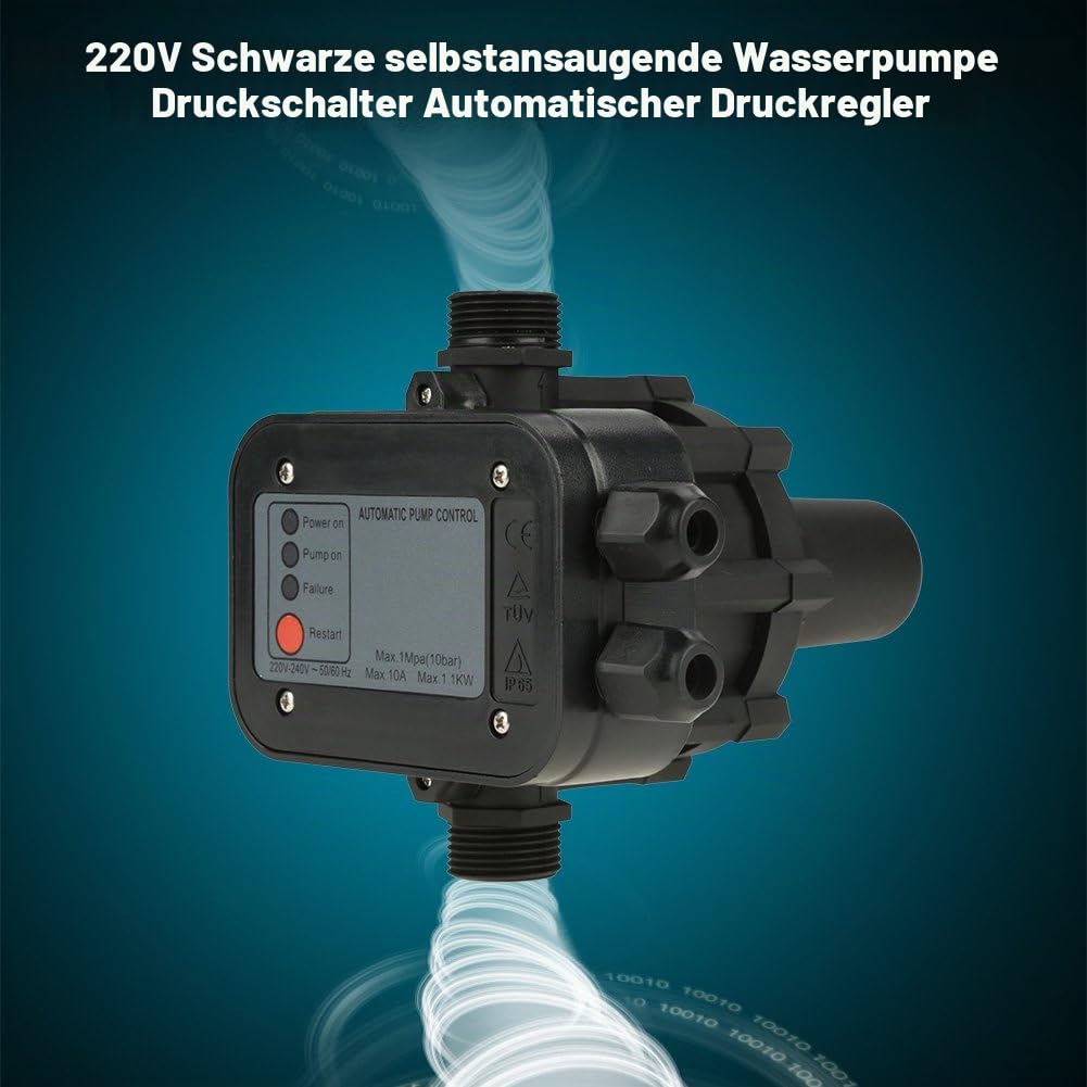 Druckwächter Wasserpumpendruckregler 220V Automatisch für selbstansaugende Pumpe, Strahlpumpe, Gartenpumpe, Reinwasserpumpe, Kreiselpumpe