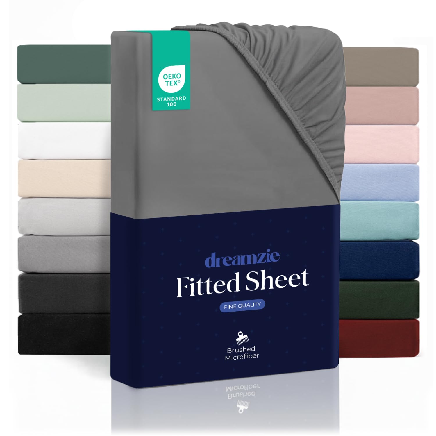 Dreamzie Fitted Sheet 160 x 200 cm Soft Microfiber - Corner Height 35 cm - for Thick Mattresses - Oeko-Tex Certified - Daily Use - Anthracite