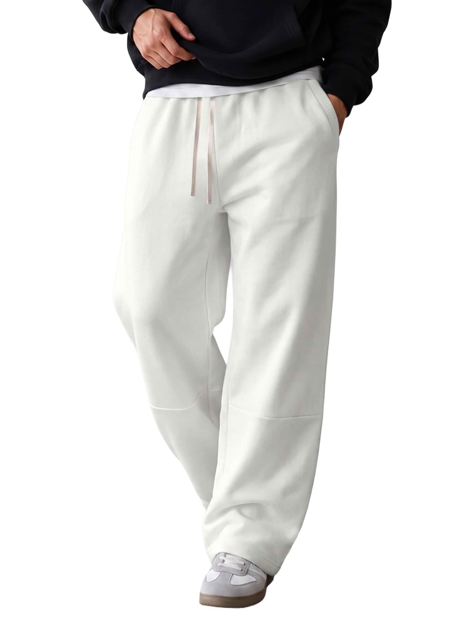 JMIERR Men's Baggy Sweatpants Straight Leg Drawstring Soft Fabric, Elastic Drawstring Waist, Baggy Loose Fit, Straight Leg Opening, Deep Pockets, Casual Lounge Sweatpants