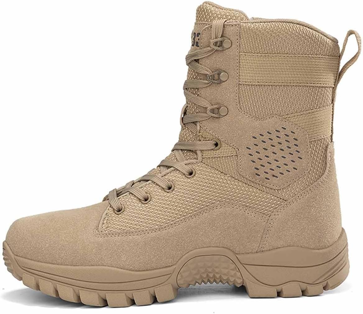 CLSQLXYJZC Men's Military Combat Boots, Water Resistant Lightweight Hiking Boots Military Tactical Boots Durable Combat Boots Outdoor Breathable Work Boots