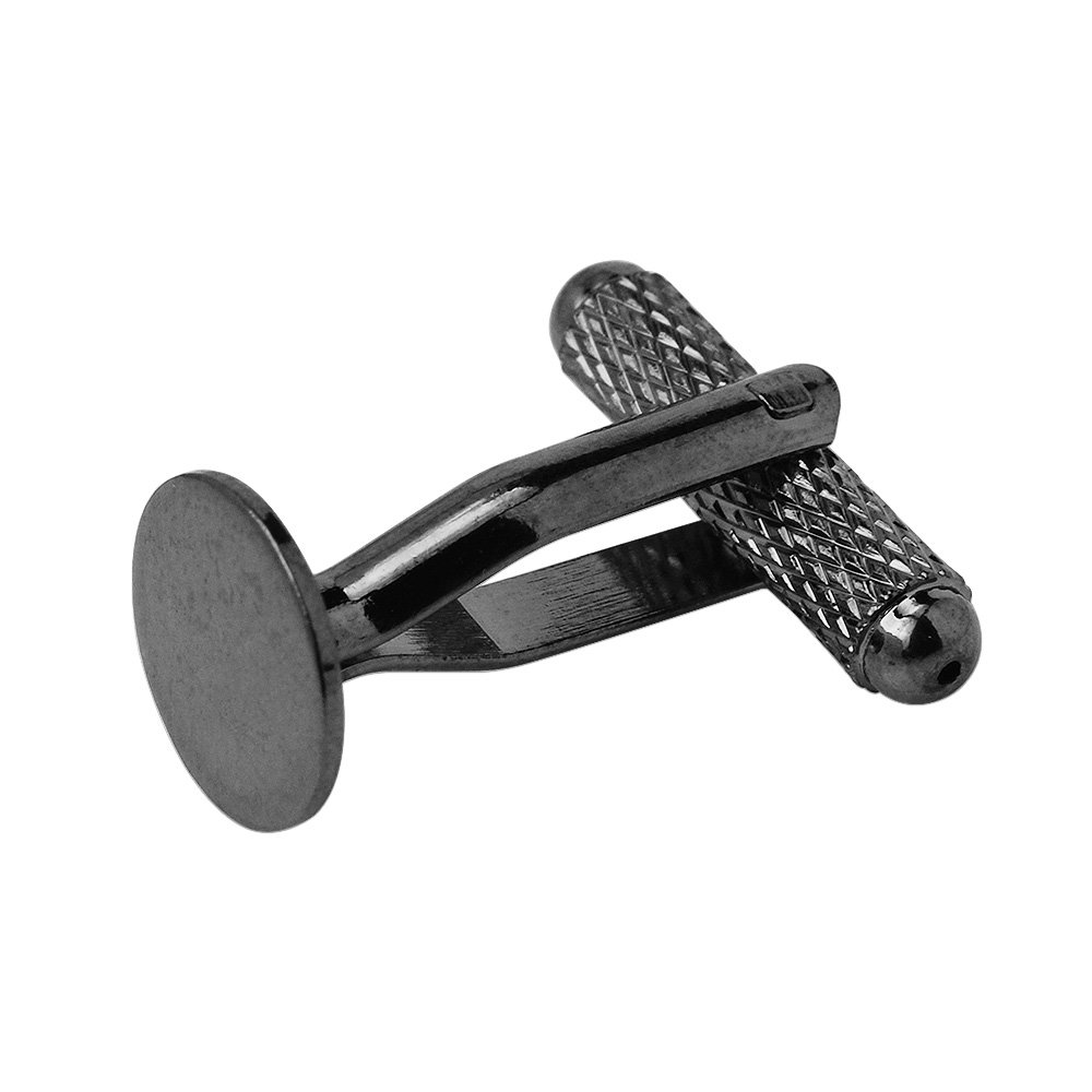 Rosebeading Gun Black 20Pcs 10Mm Flat Cufflink Blanks With A Pad,Round,Cuff Link Setting,
