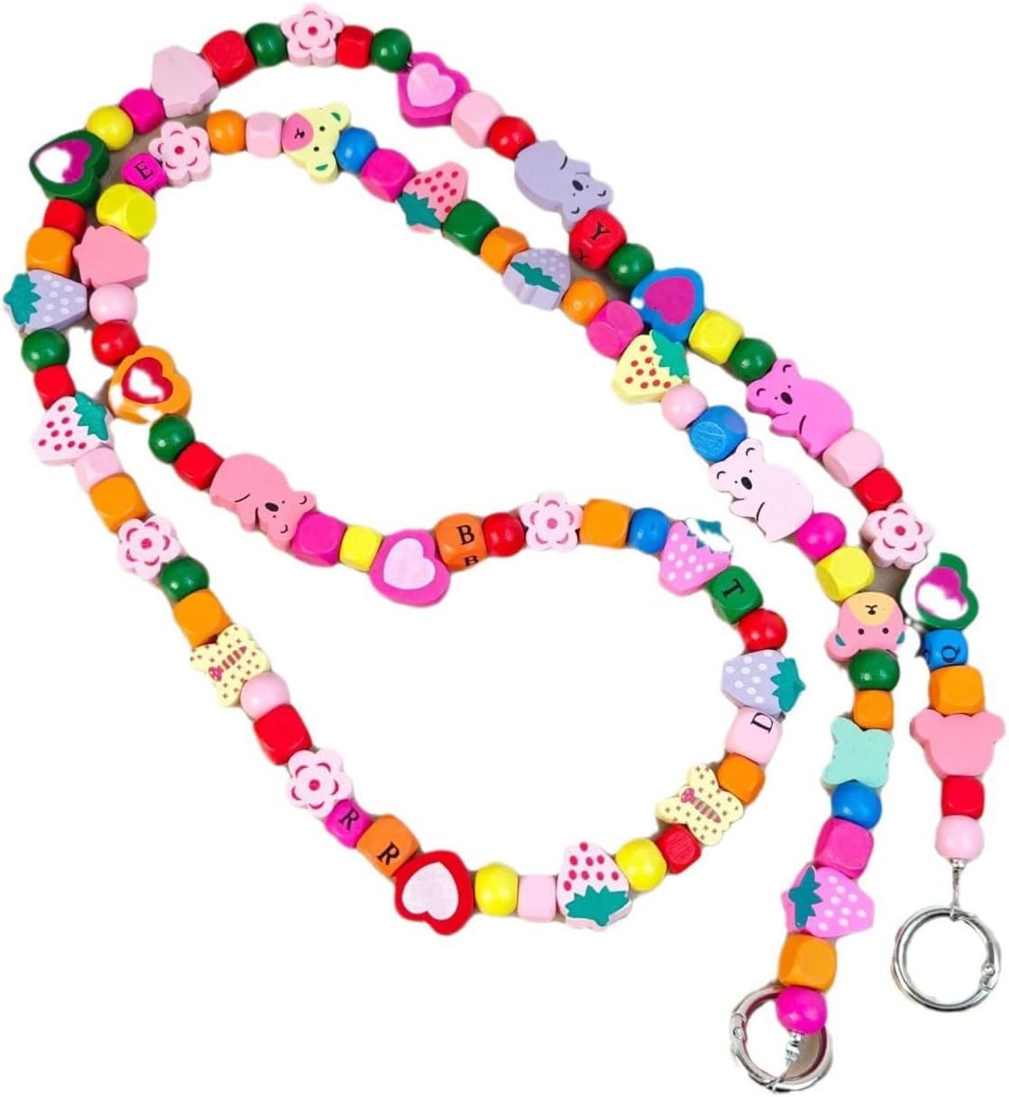Y2k Keychain Whimsigoth Aesthetic Beaded Stack Layered Funky Apple Crossbody Chain Whimsy Twee Phone Accessories