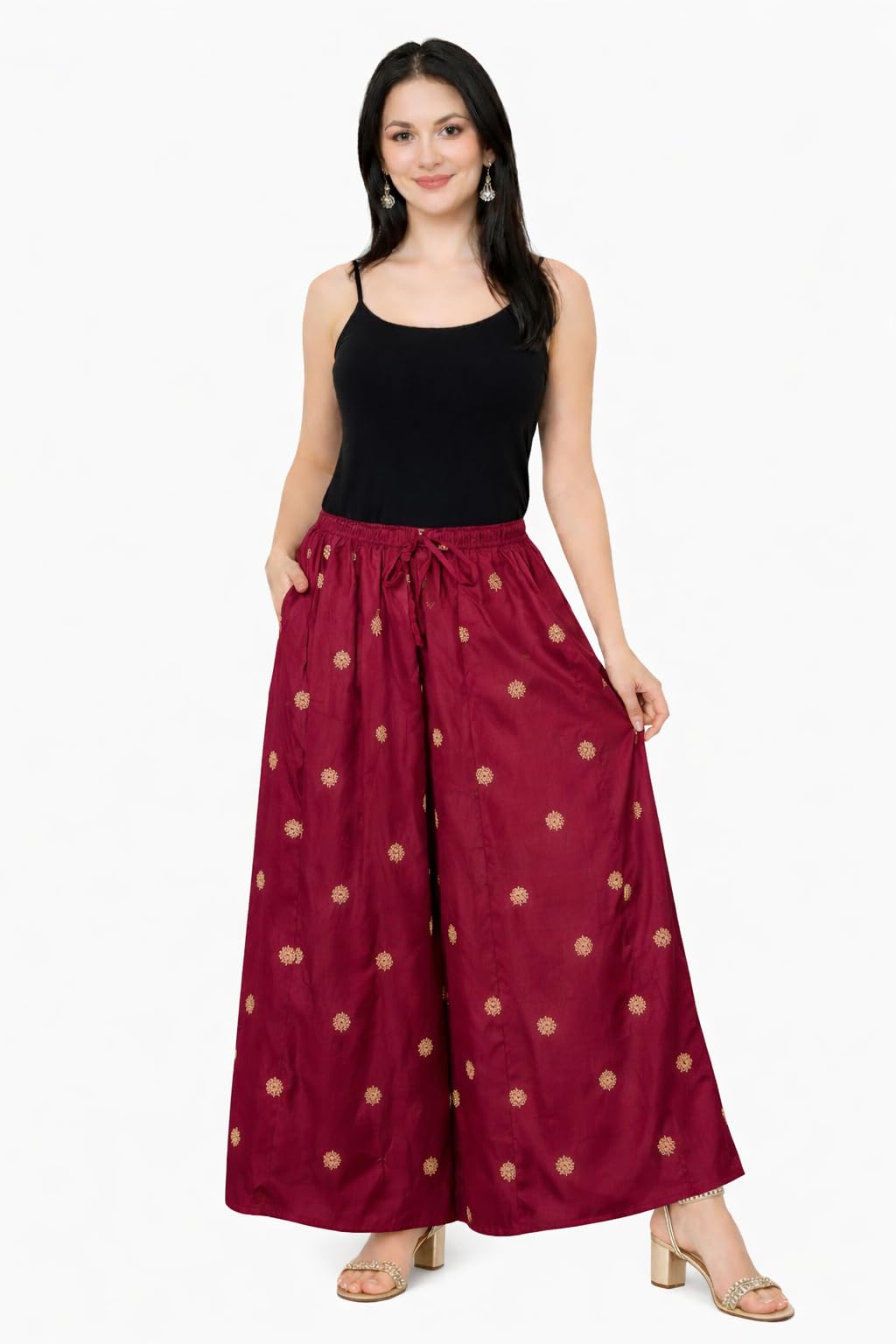 abrav Rayon Gold Print Skirt Palazzo || Free Size || Rayon Palazzo || Skirt Palazzo || GOLDPRINT Skirt Palazzo || Free-Size-picture-33