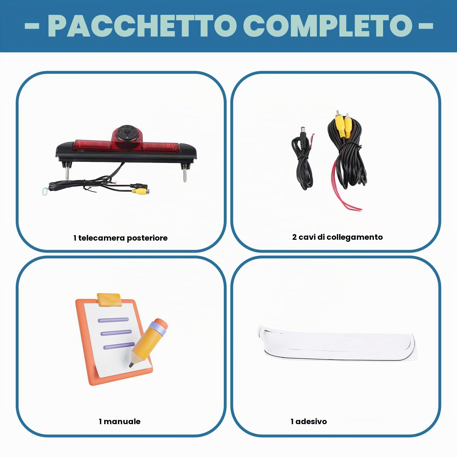 Telecamera per Retromarcia HD per Auto, Telecamera per Retromarcia a 170 ° LED per Visione Notturna Luce Freno Montata Sostituzione Installazione Semplice per Boxer Ducato Jumper 2006-2015