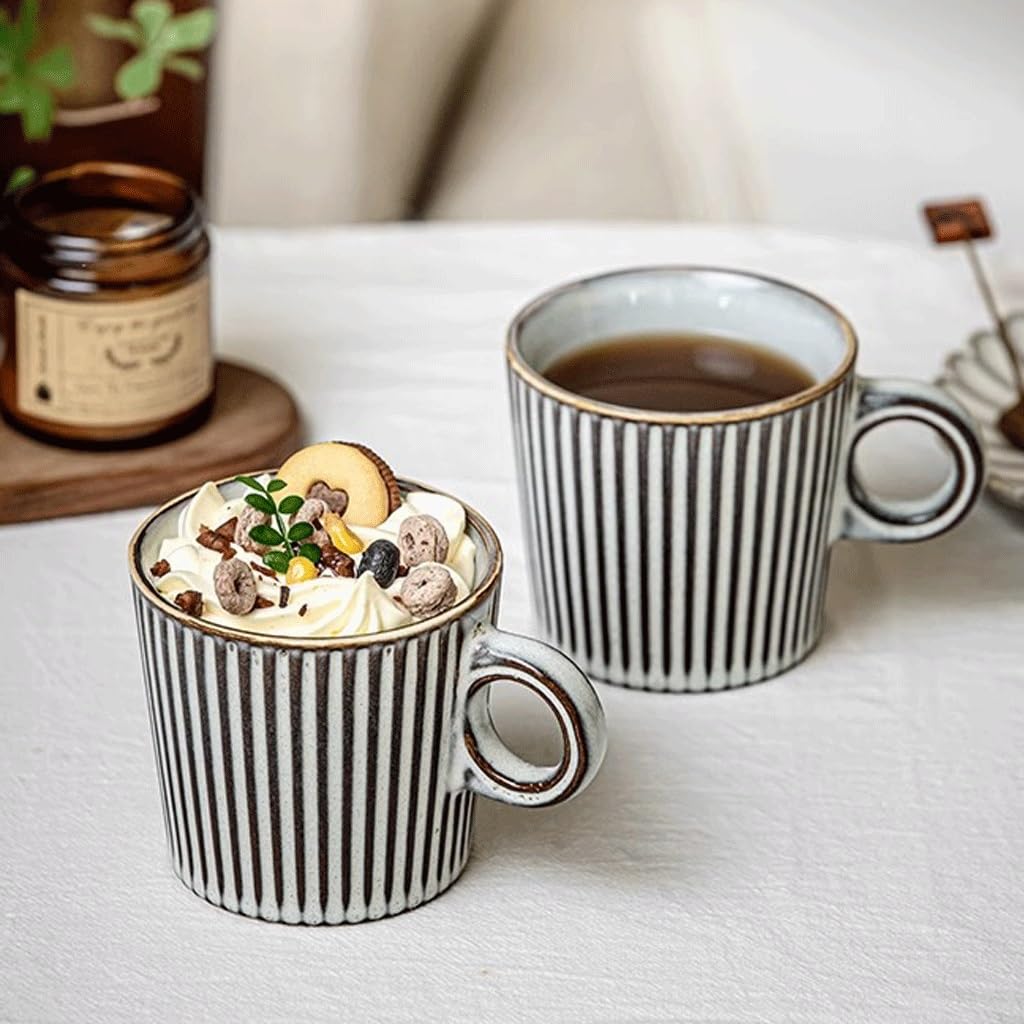 ENGENDER Tazas Cafe Taza De Café con Leche De Cerámica Americana con Asa Retro Mug Cups
