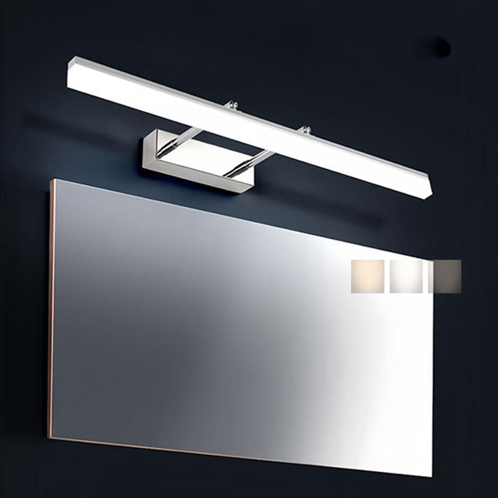 LED Spiegelleuchte Badezimmer Wandleuchten Drei Farbtemperaturen Dimmbare Modern Wandbeleuchtung Ausziehbar Einstellbar Wandlicht Wohnzimmer Schlafzimmer Schminktisch (Silber,80cm)