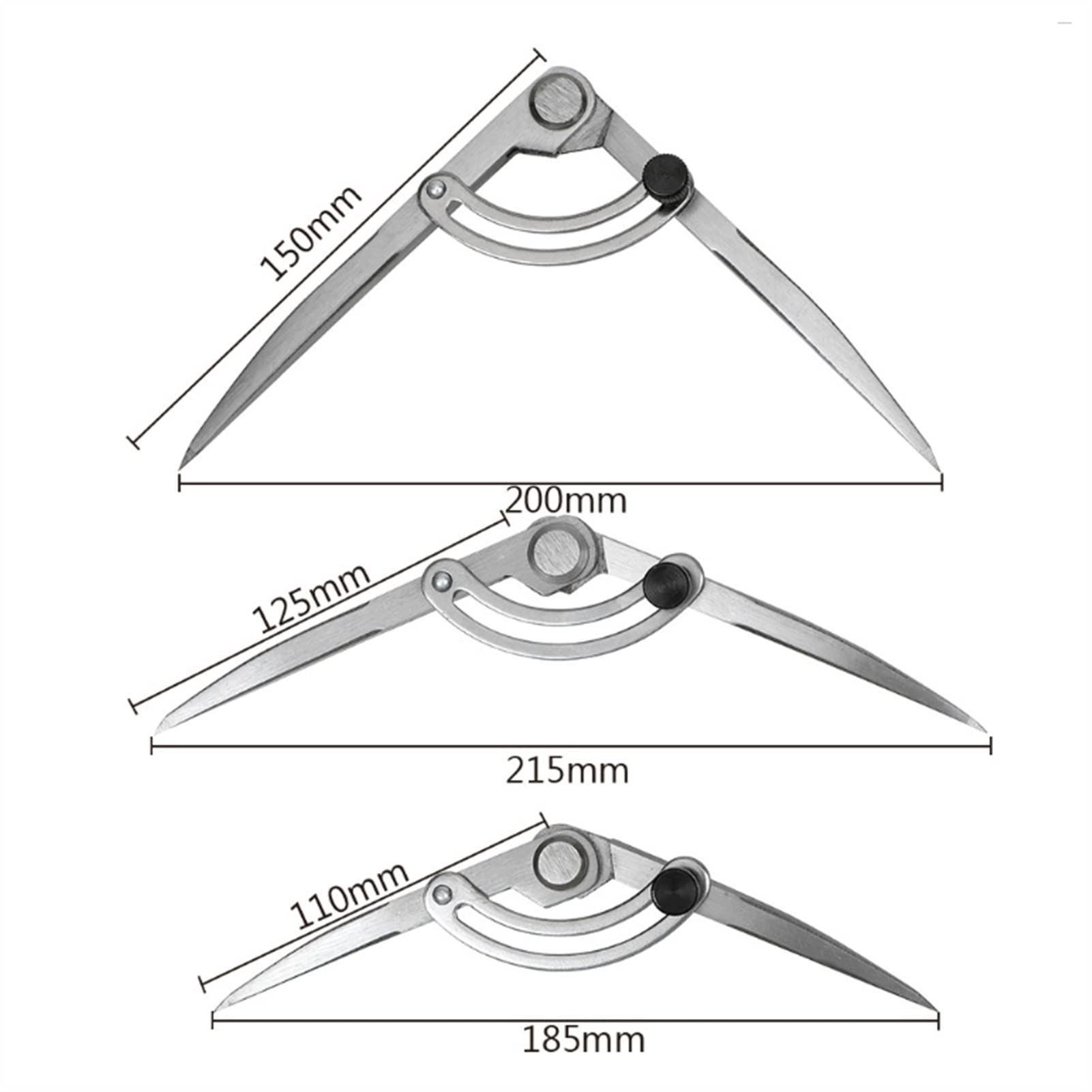 BAtlam Drafting Kit Helix-Kompass Einstellbare Craft Rotation Mathematik Geometrie Kompass-Set Präzisions-Zeichenwerkzeug Schüler Schreibwaren Winkelmesser for Schule (Size : 150mm) (100mm)