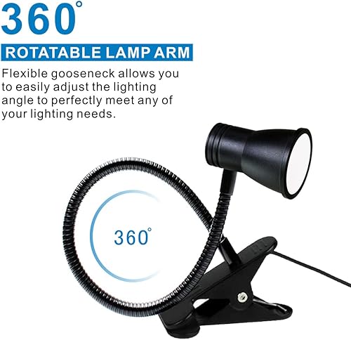 Miniatura 4 de KNAMKY Lámpara de escritorio LED USB con clip, 3 modos de luz, 10 niveles de brillo regulables, luz de libro para cuidado de los ojos, lámpara de