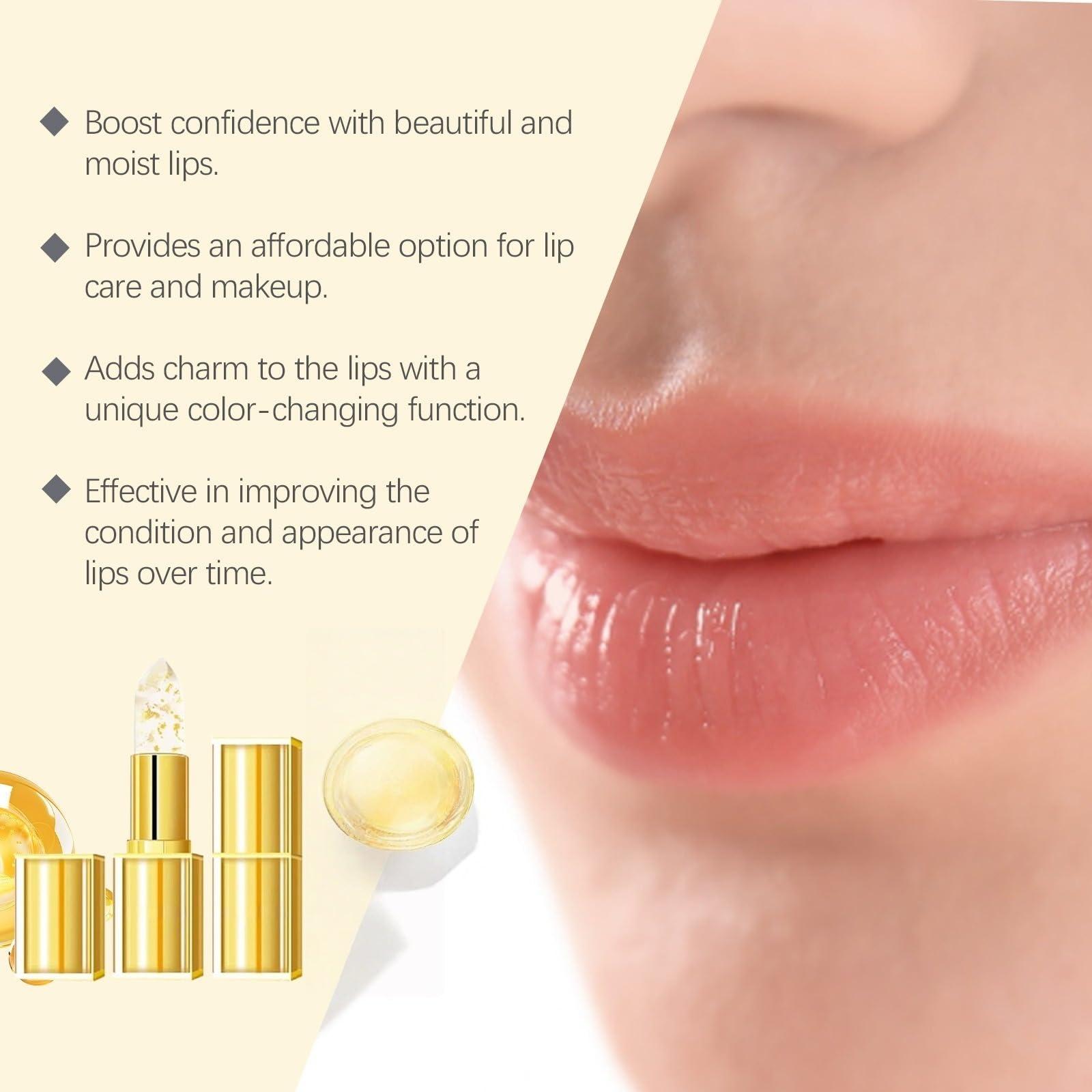 Rossetto da donna con cambio di colore, labbra naturali e idratante, a lunga durata, impermeabile, balsamo per labbro, con lamina d'oro, cura Natu5
