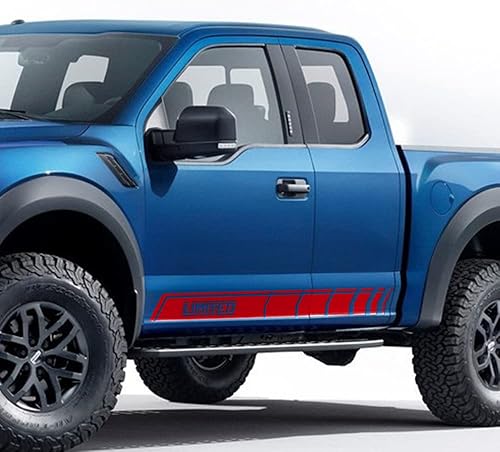 Miniatura 3 de Adhesivos Offroad Stripe Kit Limited Graphics Rocker Panel Calcomanías compatibles con Ford F 150 2015-Presente (rojo brillante)