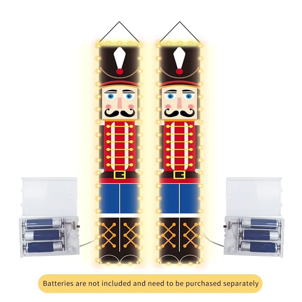 Bannière Lumineuse Casse-Noisette De Noël LED - 180 X 30 Cm, Décor De Porte Ou Mur, Motif Soldat