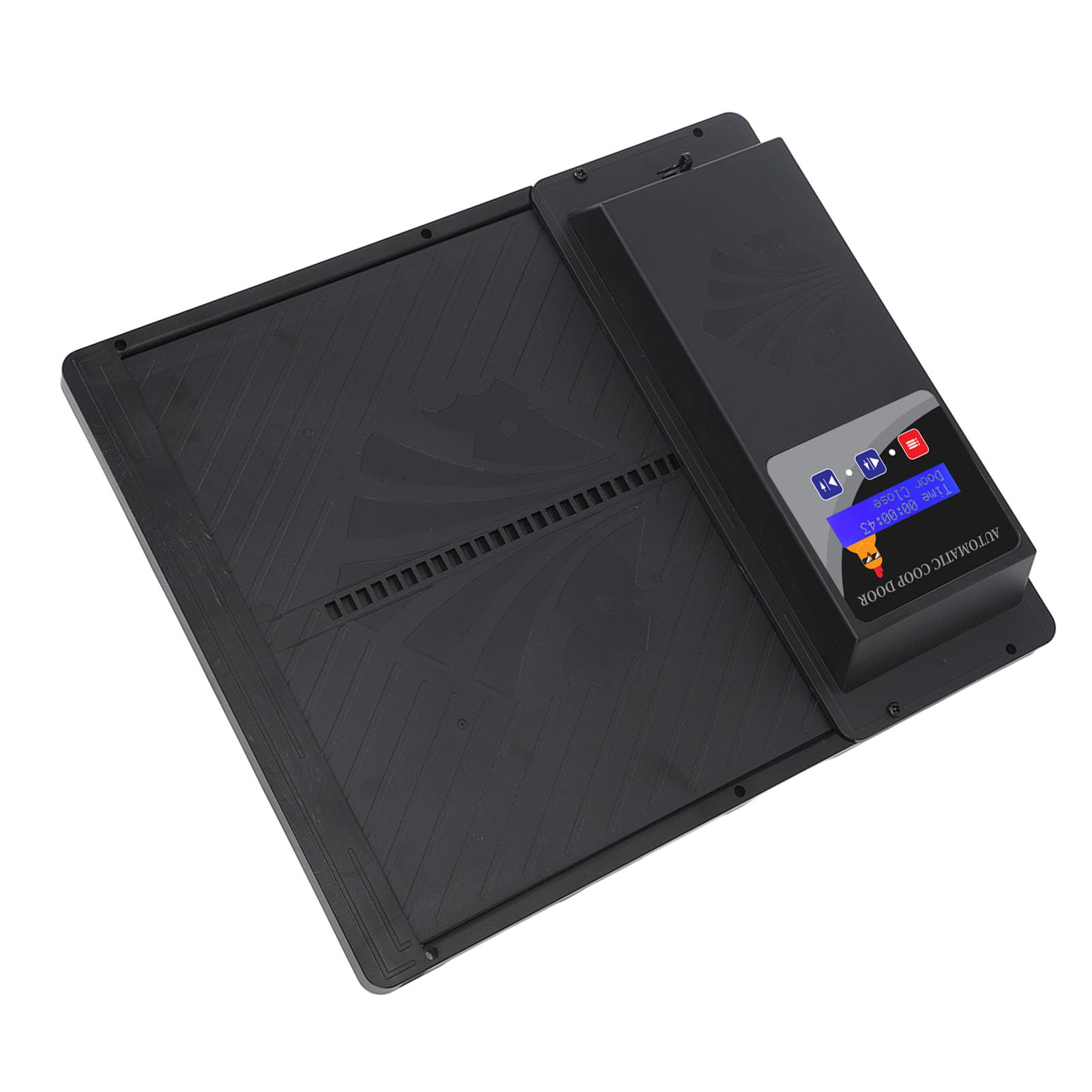 Porta automatica per pollaio USB con apertura orizzontale Apriporta automatica per pollaio Ampio schermo LCD programmabile con timer con avviso di batteria scarica (Black)
