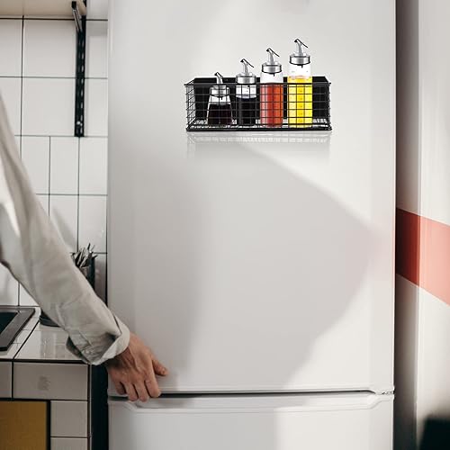 Miniatura 7 de OUNONA Cesta de almacenamiento magnética de malla de alambre, bandeja de escritorio, organizador de oficina para refrigerador, microondas, horno,