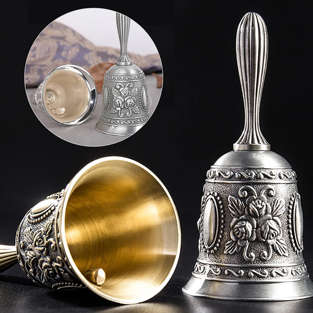 Alnicov Mosiężny Dzwonek Do Rąk - Vintage Metalowy Dzwonek Ślubny i Świątynny, Srebrny