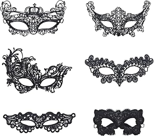 8 máscaras venecianas de encaje negro sexy para mujer, máscara de encaje de mascarada para Halloween, disfraz de baile de máscaras, carnaval de graduación, fiesta, disfraz de baile Cover