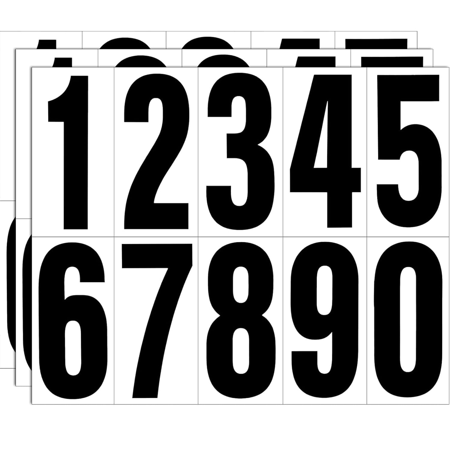 DENGUJD 数字 シール 大きい アルファベット ステッカー 番号 耐候性 耐水性 番号シール 文字ステッカー 数字ラベル 大文字 屋内外 3枚セット (4インチ ブラック 数字)