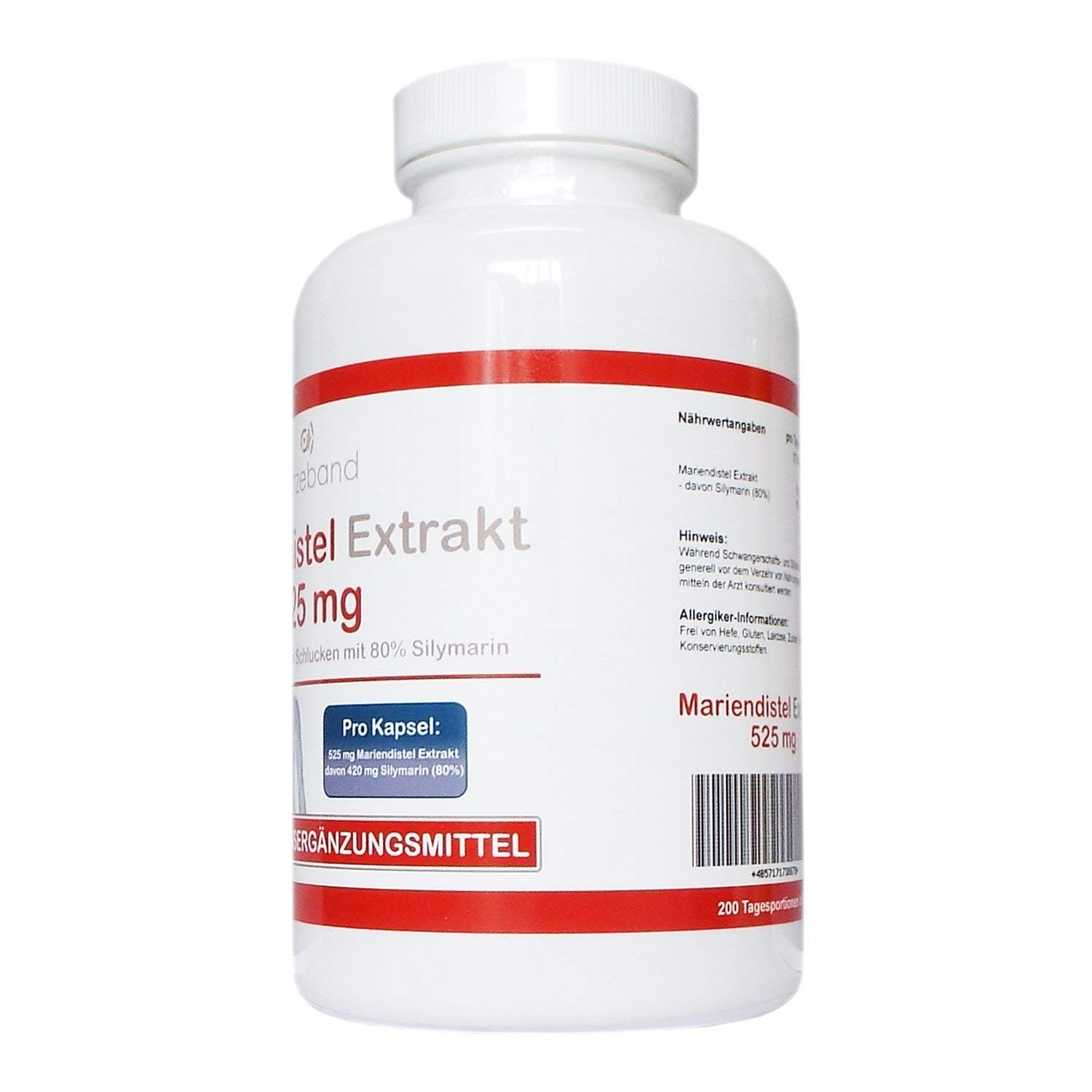Mariendistel Extrakt 525 mg - 80% Silymarin (420mg) - 400 vegetarische Kapseln - frei von Trennmitteln und Füllstoffen (2 Packungen a 200 Kapseln)