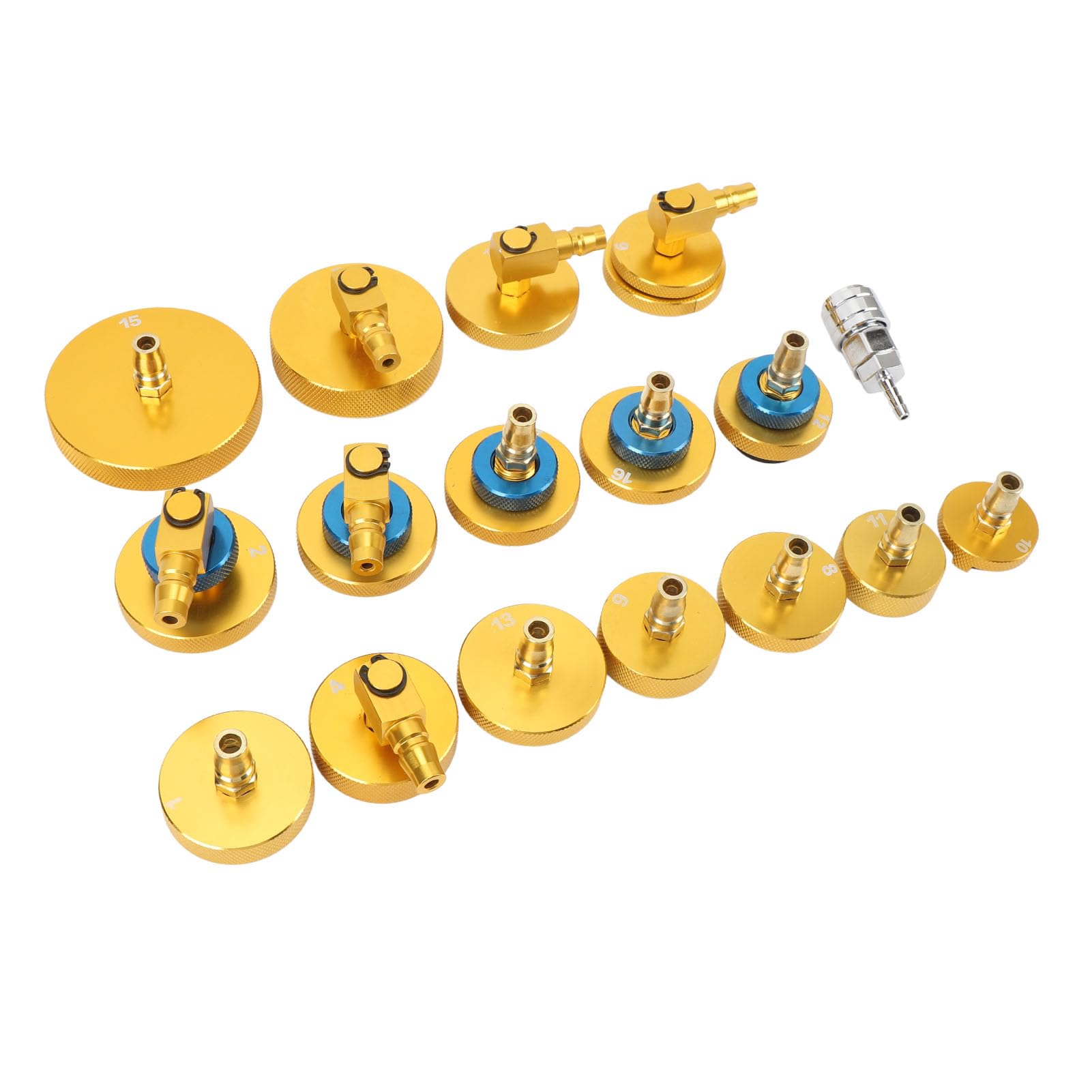 Brrnoo Kit di Spurgo del Freno, Kit di Spurgo del Freno a Pressione Adattatore per Sanguinamento a Cilindro Master in Alluminio Set 17pcs Fluido Freno Kit Kit di Scarico del Freno