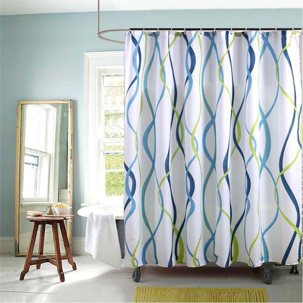 Eightree Eightree Shower Curtain Wavy Stripes Design for Waterproof Modern Home Bathroom Decorations, Standard 72X72inch…