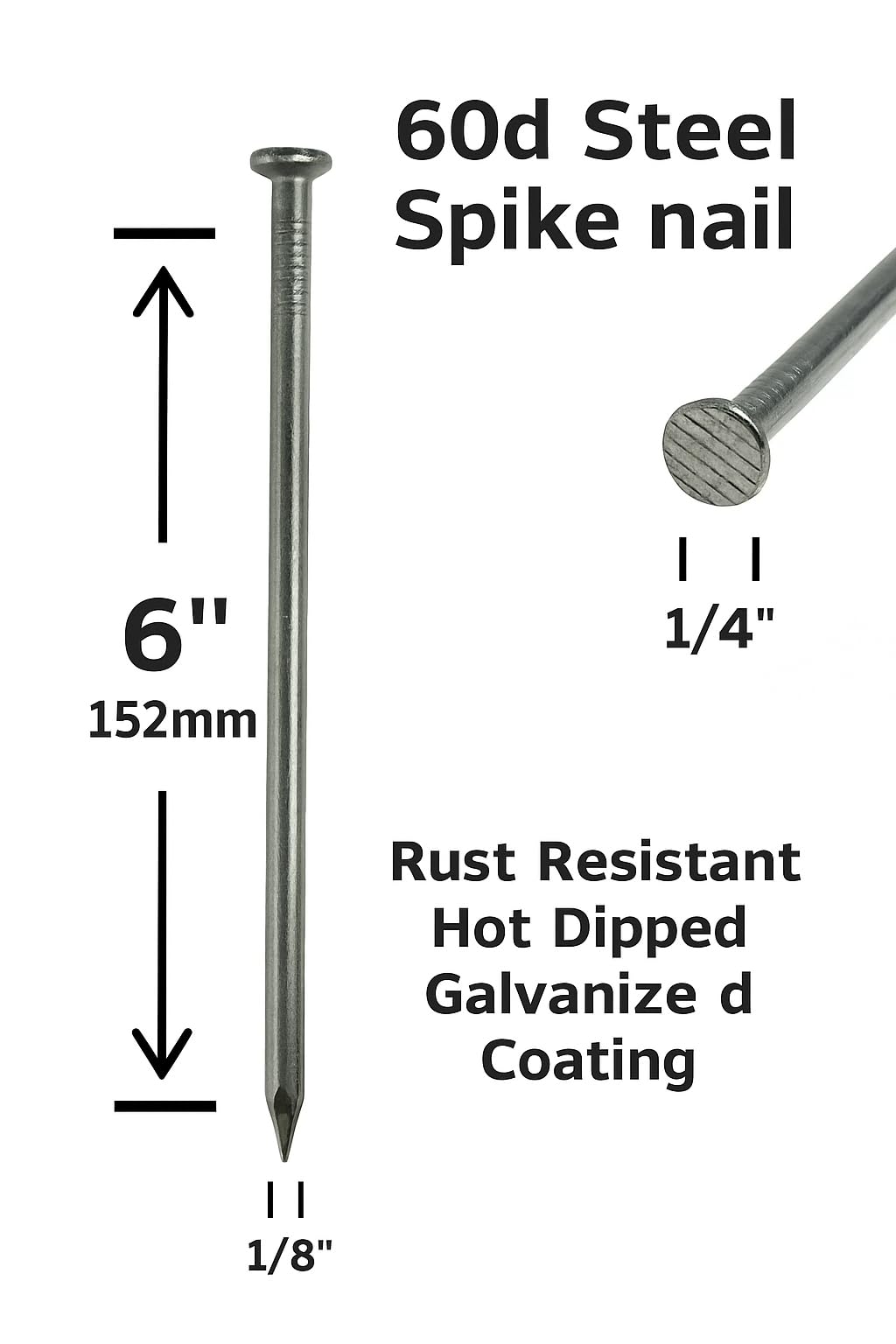 Turf Nails 6'' Galvanized - 140 Pack, Heavy-Duty Fasteners for Synthetic Grass, Landscaping, and Securing Ground Cover Stakes