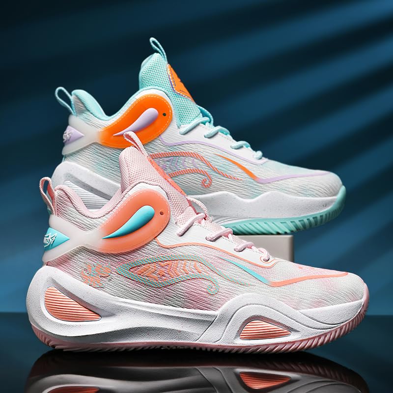 Image of Womens Mens Basketball Shoes High Top Fashion Volleyball Sneakers Breathable Lace Up Non Slip Sport Outdoor Shoe for Unisex