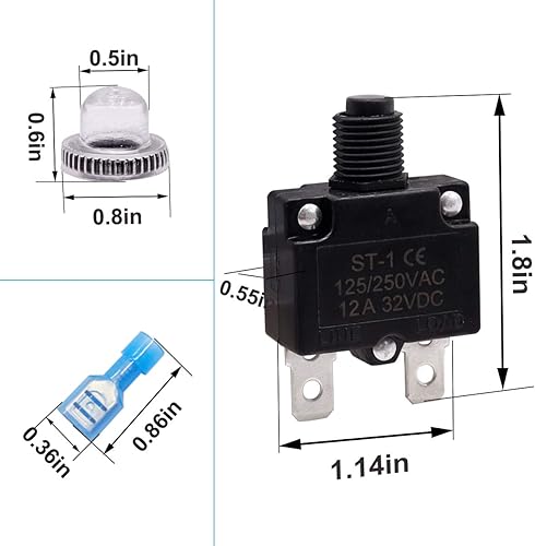 Miniatura 7 de mxuteuk 5 interruptores automáticos de 3, 5, 10, 15, 20 amperios, reinicio manual de 125250 V CA, 32 V CC, interruptor protector de sobrecarga,