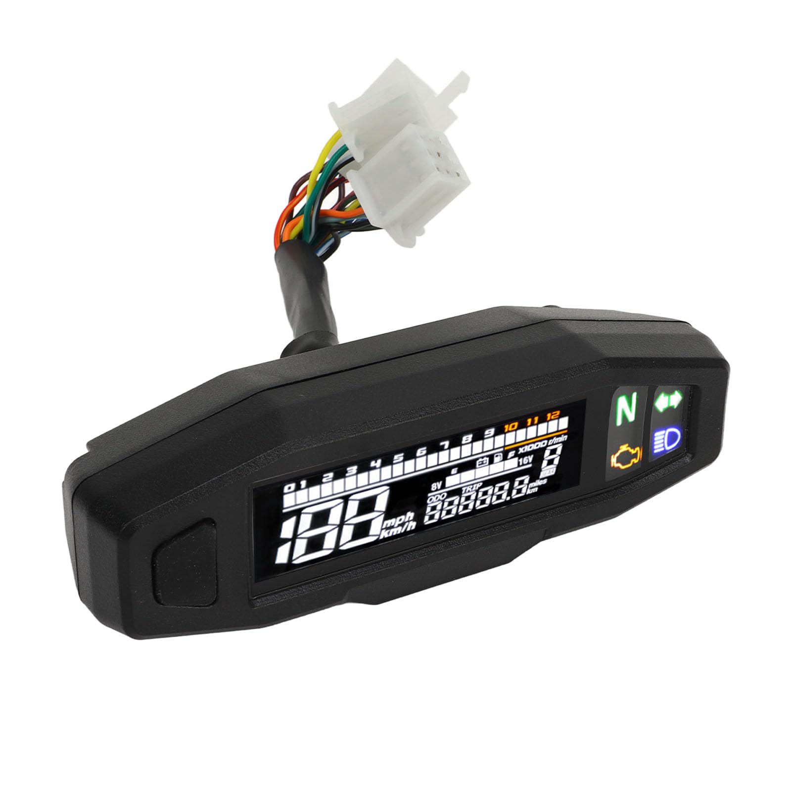 Contachilometri Contagiri per Moto, Contachilometri Digitale Universale per Moto DC 12V Tachimetro LCD Contachilometri Contachilometri Indicatore Livello Carburante per Moto con