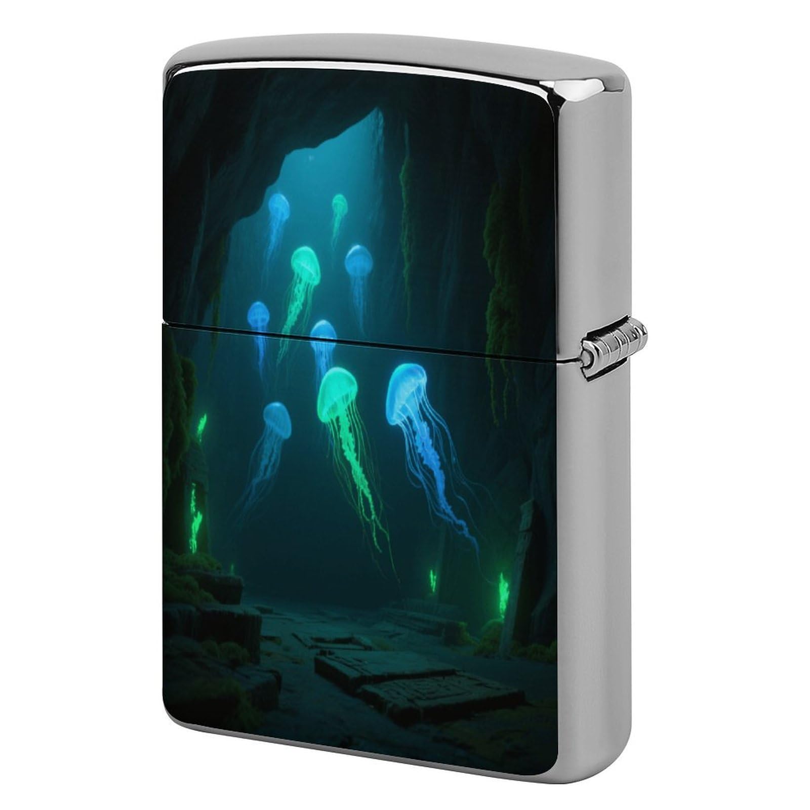 Fekiloot Style Jellyfish Deep Sea Cave Lighter Case Cover Metal Lighter Case