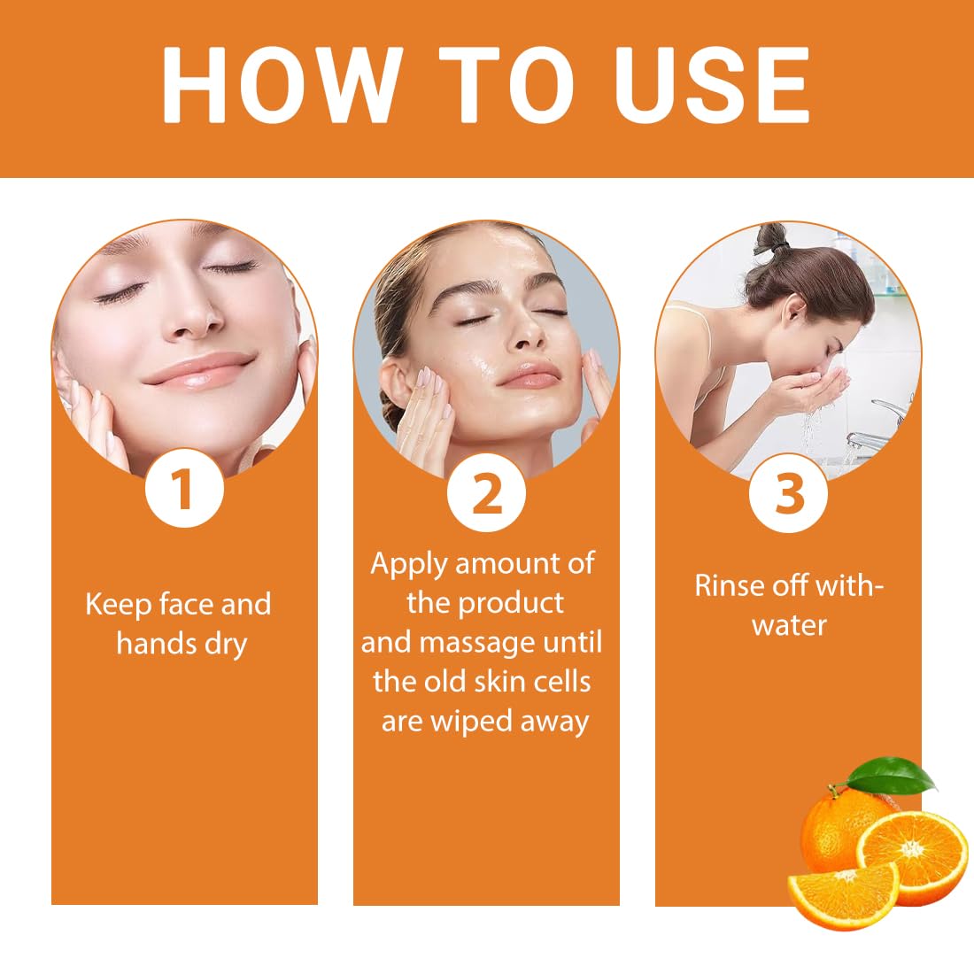 GXGM 2 Pezzi Orange Exfoliating Gel lf16-35,Gentle Exfoliating Orange Detergente Viso,Rimuove le Cellule Morte Della Pelle, Migliora la Consistenza Della Pelle,Con Guanti Floccati Marroni