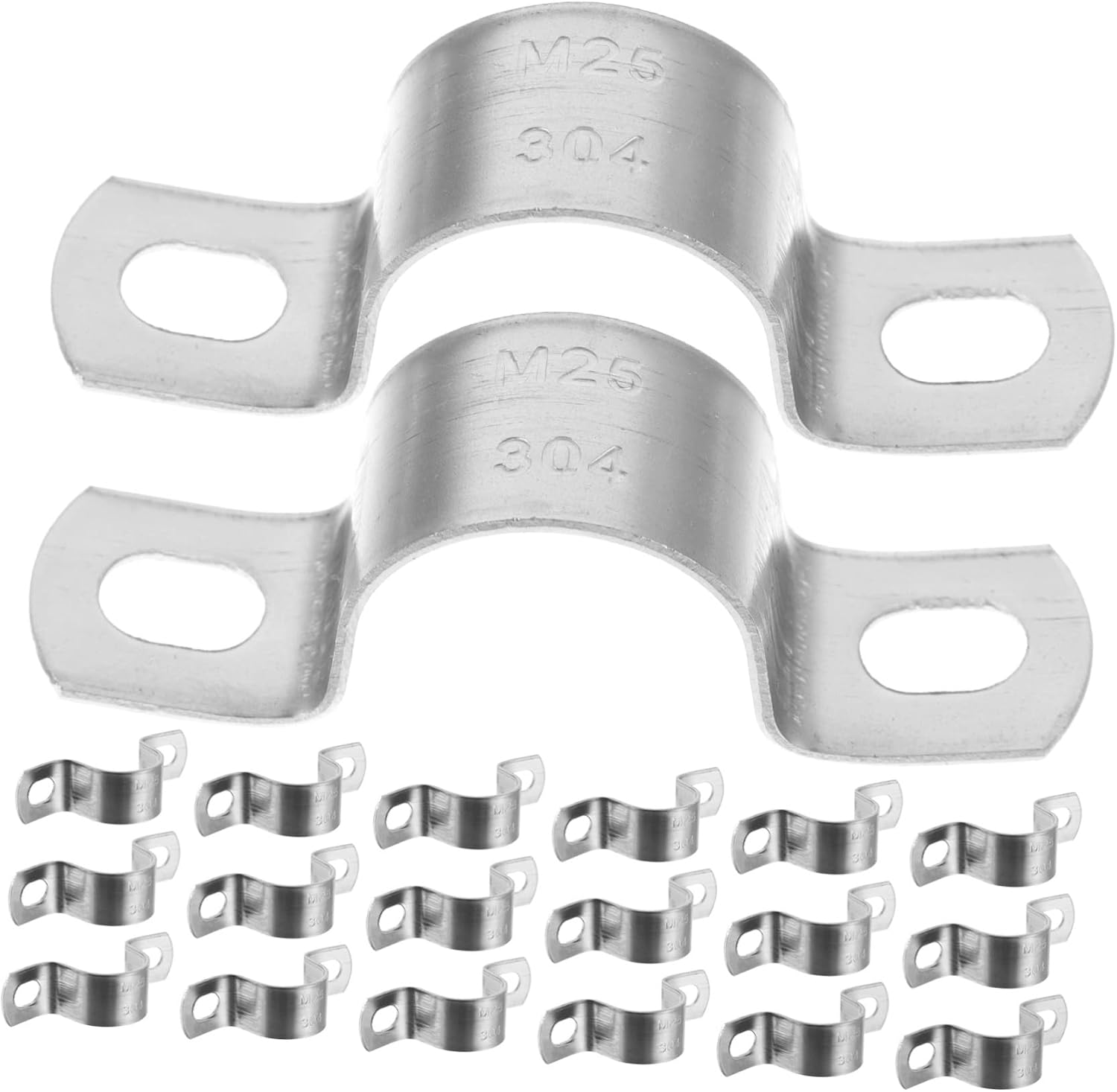 304 Stainless Steel Pipe Strap Clamps Heavy Duty Hose Mounting Brackets 20-Piece Set for Secure Tube Support and Connection