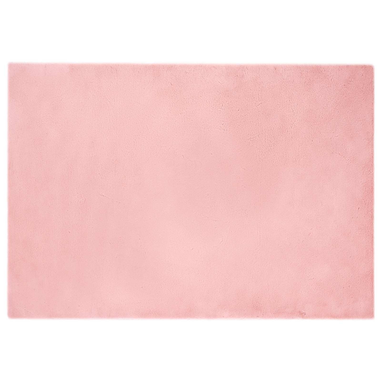 Olite Alfombra de pelo sintético de conejo, color rosa, 140 x 200 cm, extrasuave, rectangular, poliéster, duradera, para dormitorio y salón