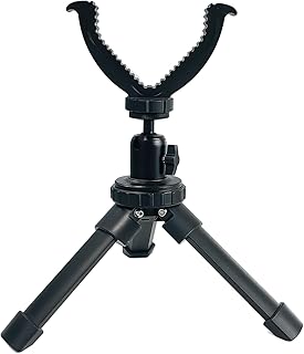 Sutekus Shooting Tripod Tactical Rapid Shooting Rest Aluminum Shooting Stand with Height Adjustment & Swivel V Yoke Holder for Table Bench Shooting Range Hunting - Sutekus
