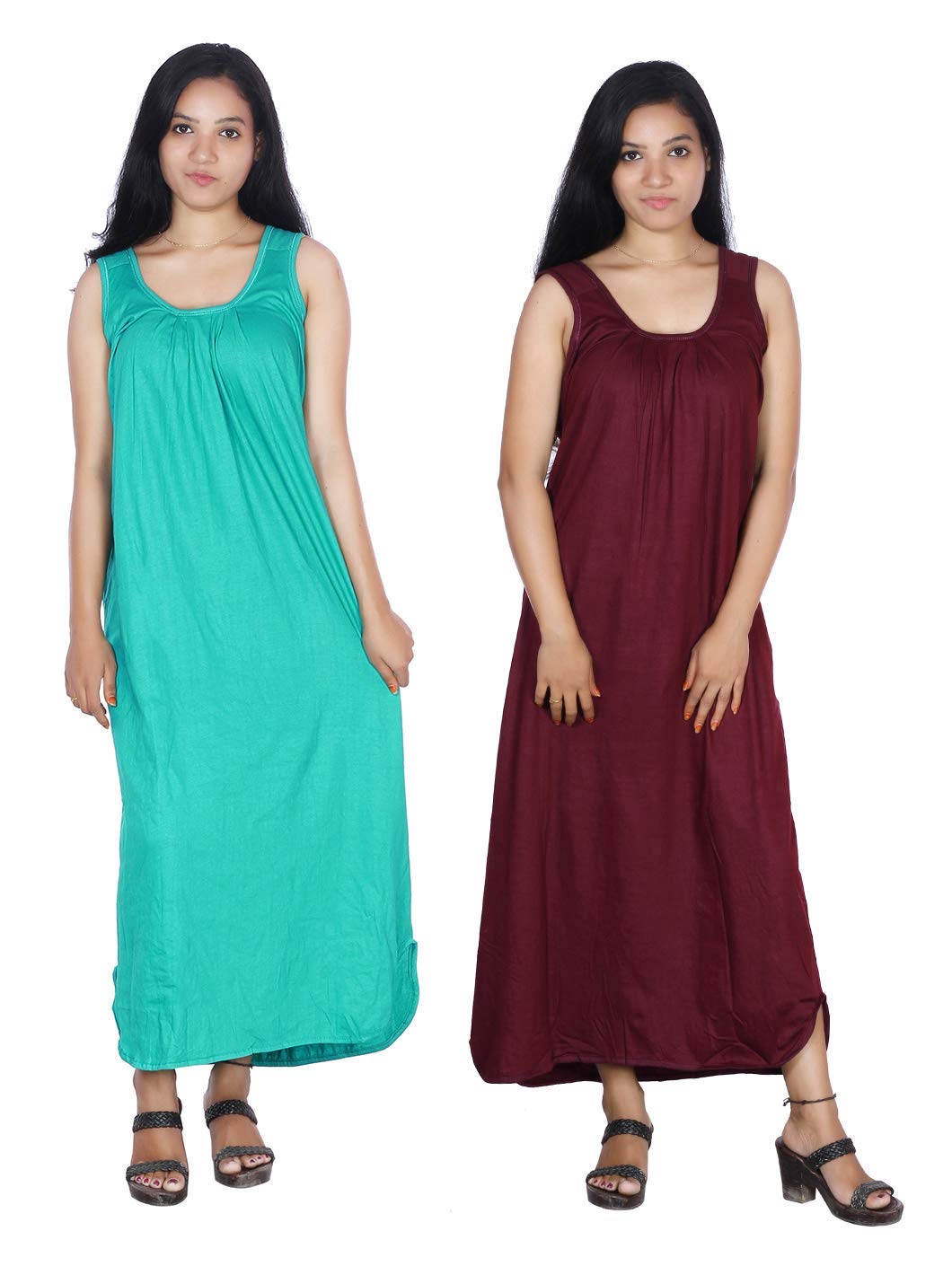Rylie Women's Cotton Fabric Long Nighty Slip/Chemise - Full Length Camisole for Women - Plus Size Nighty - Kurti Slip