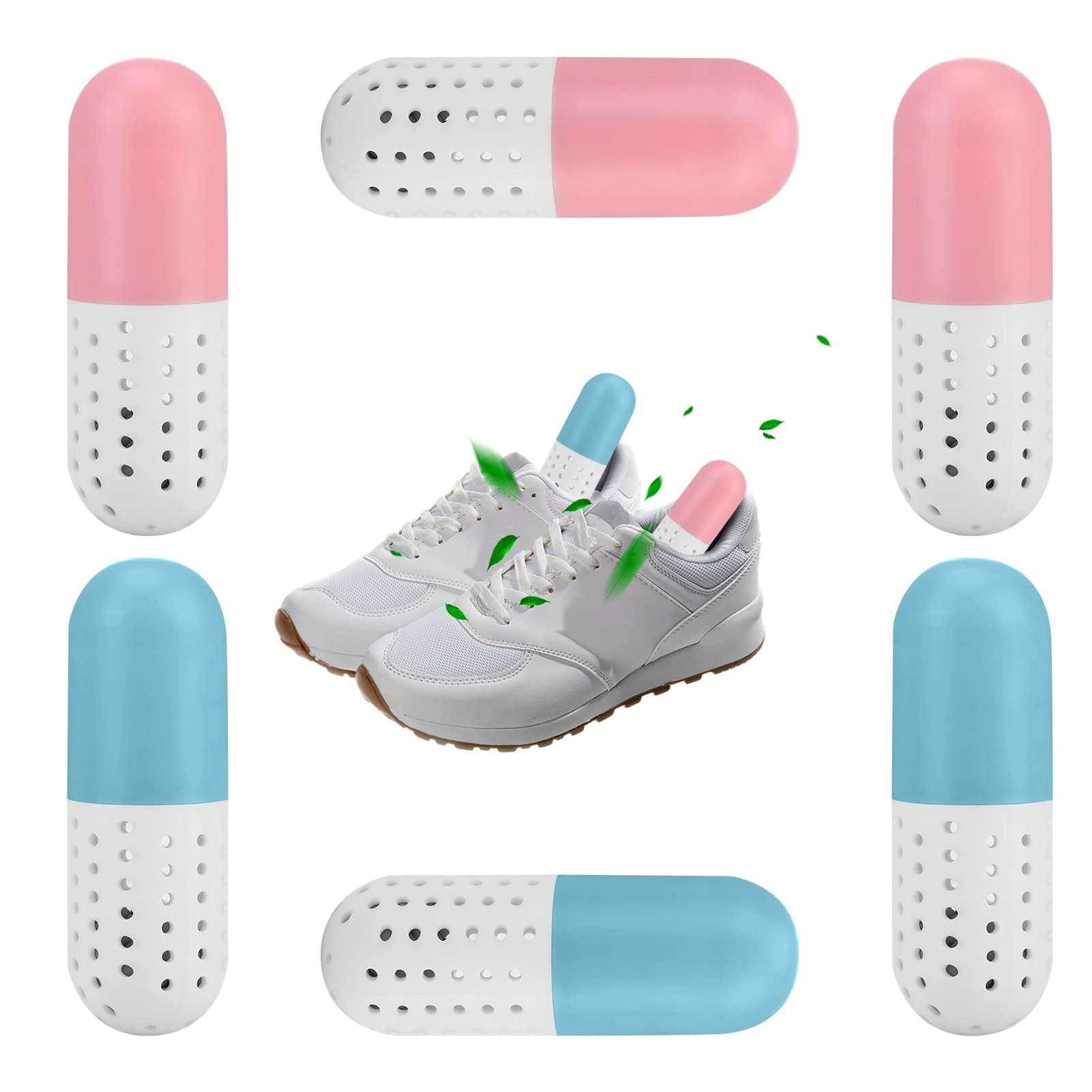KASTWAVE Sneaker Deodorizer Balls Capsules, Shoe Fresheners Reusable Sports Shoe Deodorizing for Sneakers Trainers Lockers Gym Bags Wardrobes Cars, Long Lasting and Easy to Use, Pink & Blue(6 Pack)
