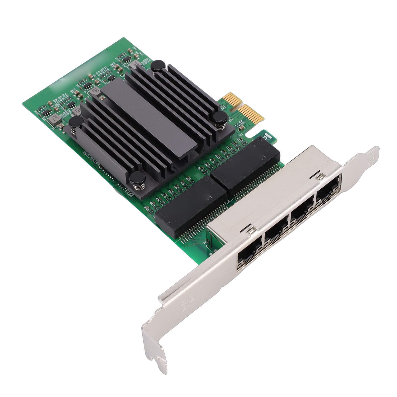 Ausla Scheda di Rete PCIe X1 a 4 Porte, Scheda Adattatore di Rete Gigabit Ethernet PCB con Chip 82571, 4 Porte RJ45 10 100 1000Mbps, Basso Carico della CPU per PC Industriali Server Desktop