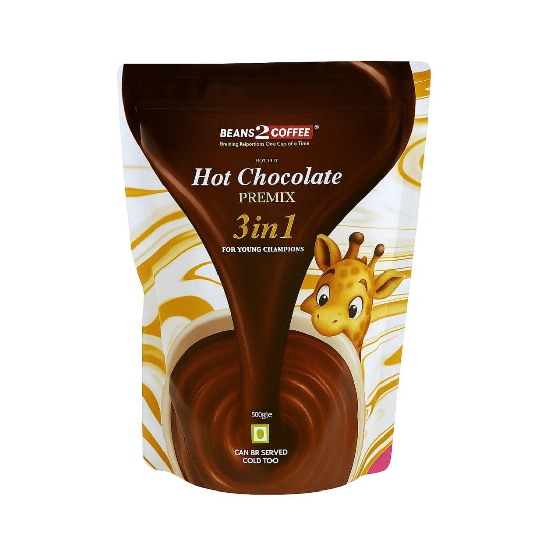Beans2Coffee Hot Chocolate Premix 3-in-1 | Instant Hot Cocoa Drink for Kids & Adults | Rich & Creamy Chocolate Flavour | Just Add Hot Water or Milk | Can Be Served Hot or Cold