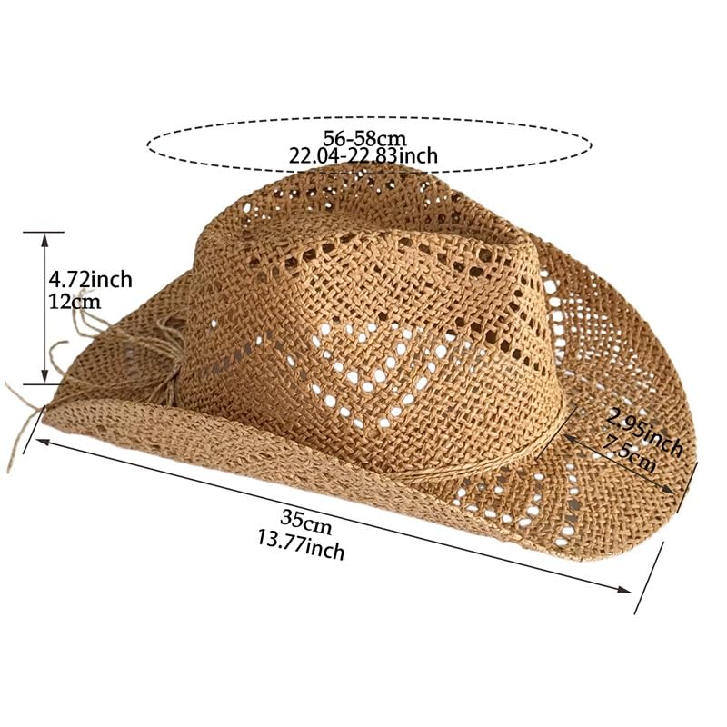 Sombrero vaquero de paja verano con protección solar miniatura 7