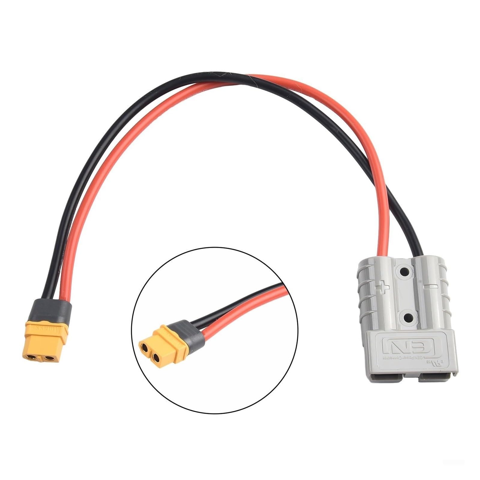 Adaptador de conector Anderson de 50 AMP 600 V – Cable de 12 AWG de 30 cm, aplicable a la estación de energía solar portátil XT60 RC