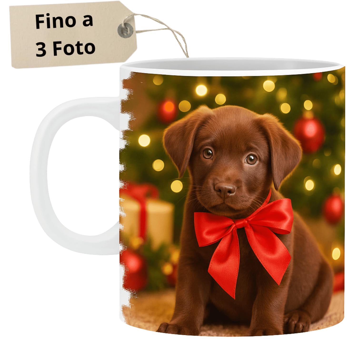 Tazza Personalizzata Fino a 3 Foto, Made in Italy - Tazza in Ceramica 325 ML Interamente Personalizzabile a 360 Gradi con Foto - Idea Regalo Compleanno Amica, Festa della Mamma e San Valentino