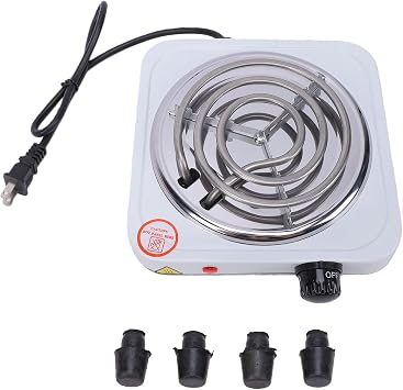 Electric Burning Plate,1000W Stainless Steel Portable Single Tube Electric Stove Electric Hot Plate Kitchen Countertop Stove Electric Heater Electric Cooker Plate for Boiling Cooking