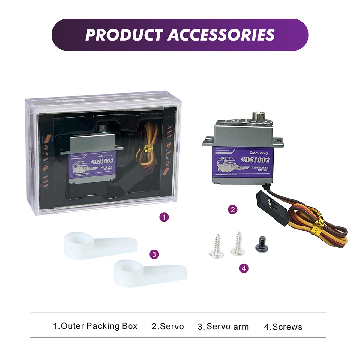SDS1802 TRX4M Servo Aggiornamento - Servomotore RC Coreless ad alta coppia 8.4V 0.07S 180° IP67 impermeabile Full Metal Micro Servo per piccoli RC Crawler, Robot Modelli TRX