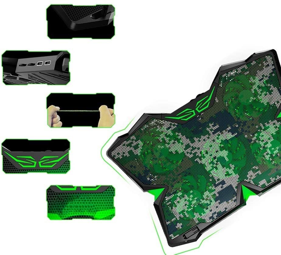 Base refrigeradora para laptop con 5 ventiladores, soporte refrigerador para portátiles de 12 a 17 pulgadas, con 2 puertos USB 2.0 y velocidad del viento ajustable miniatura 4