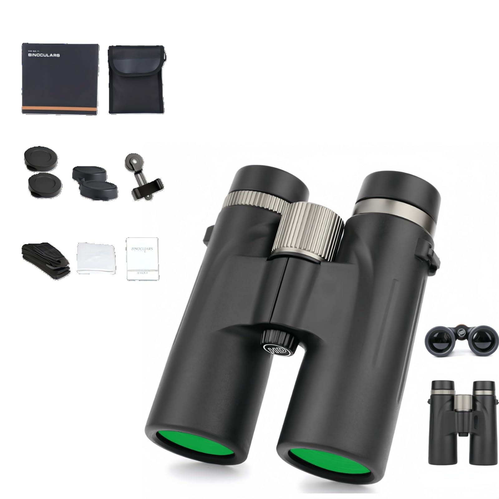 Bosco Ferngl¤Ser C9 12 x 42 Binocolo Originale ad Alta Risoluzione e Alto Ingrandimento Dispositivo di Visione Notturna per Adulti, Binocolo All-Round Outdoor per Ricerca Uccelli/Viaggi (nero)