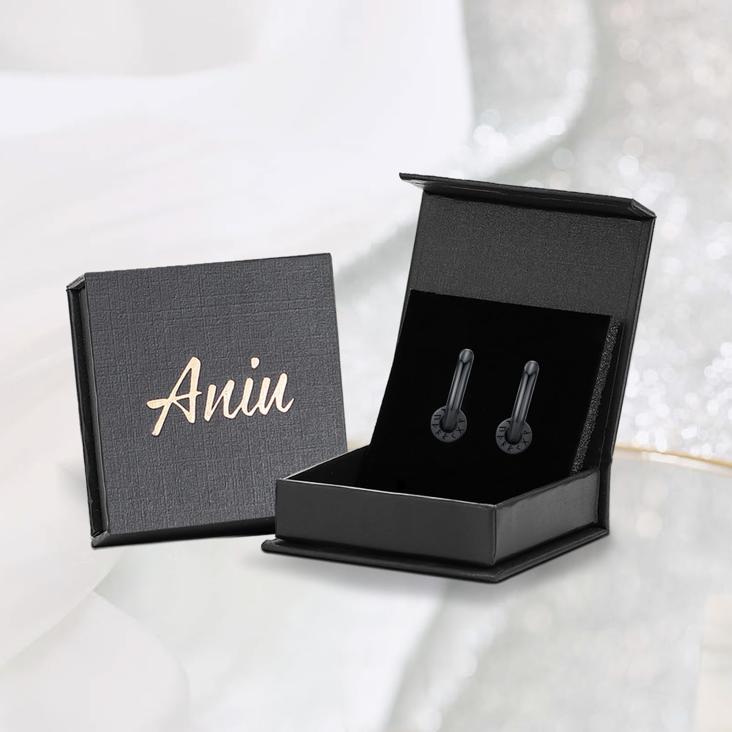 Ohrstecker Herren Wikinger Sterling Silber 925, Wikinger Rune/Thors Hammer/Wolf Ohrringe Schwarze, Wikinger Amulett Schmuck für Männer Damen