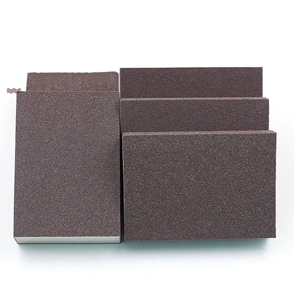 Papel de Lija, Paquete 5 esponjas Lijado Alta Densidad, Grano Medio 36-220, Almohadillas abrasivas 4 Lados for Madera, Metal y Pintura(100grit)