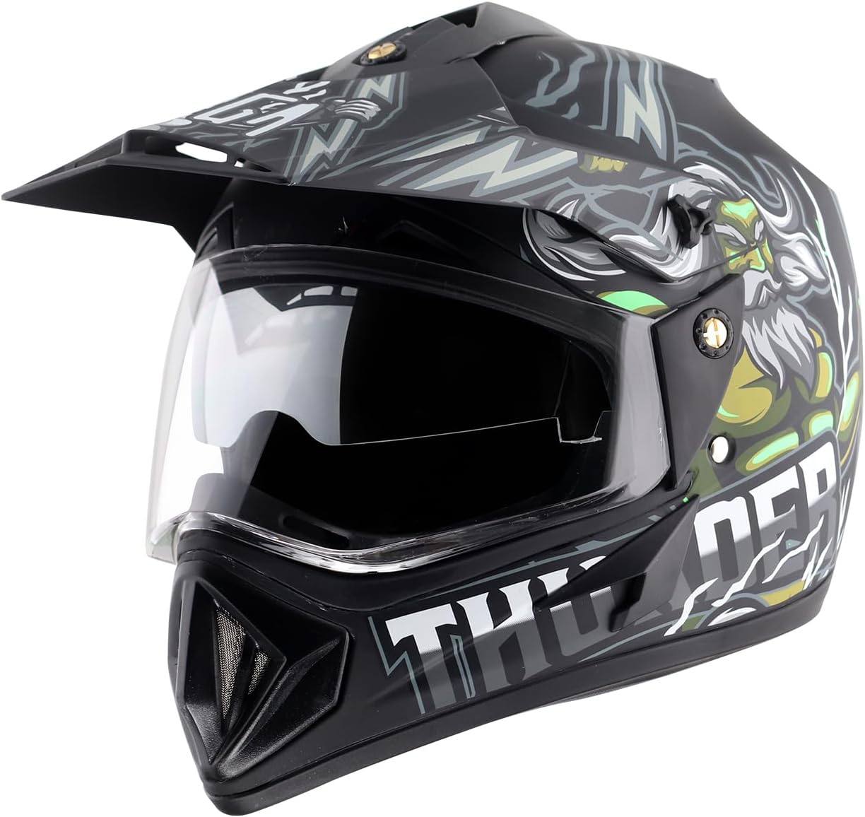 Vega Off Road D/V Thunder Dull Black Grey Helmet -M